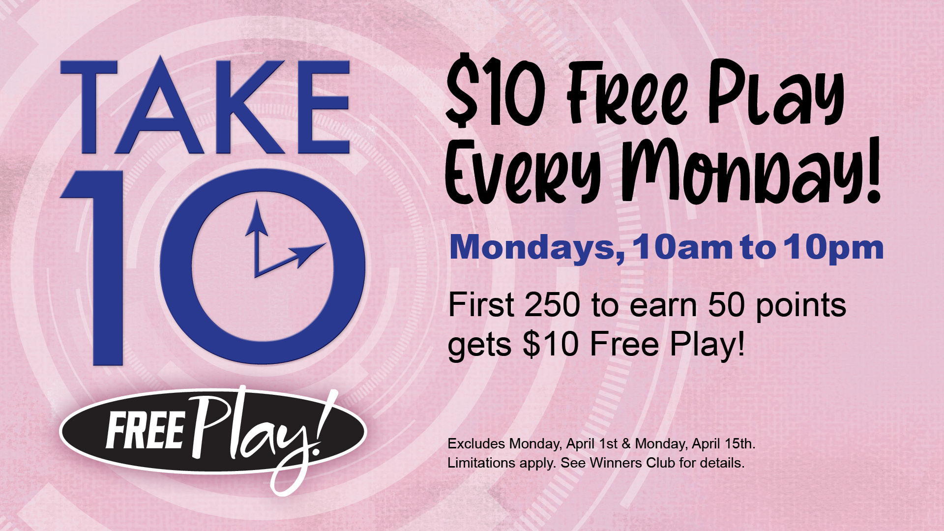 $10 Free Play On Mondays