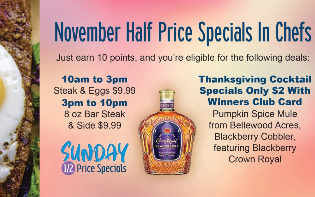 November Sunday Half-Price Specials In Chefs