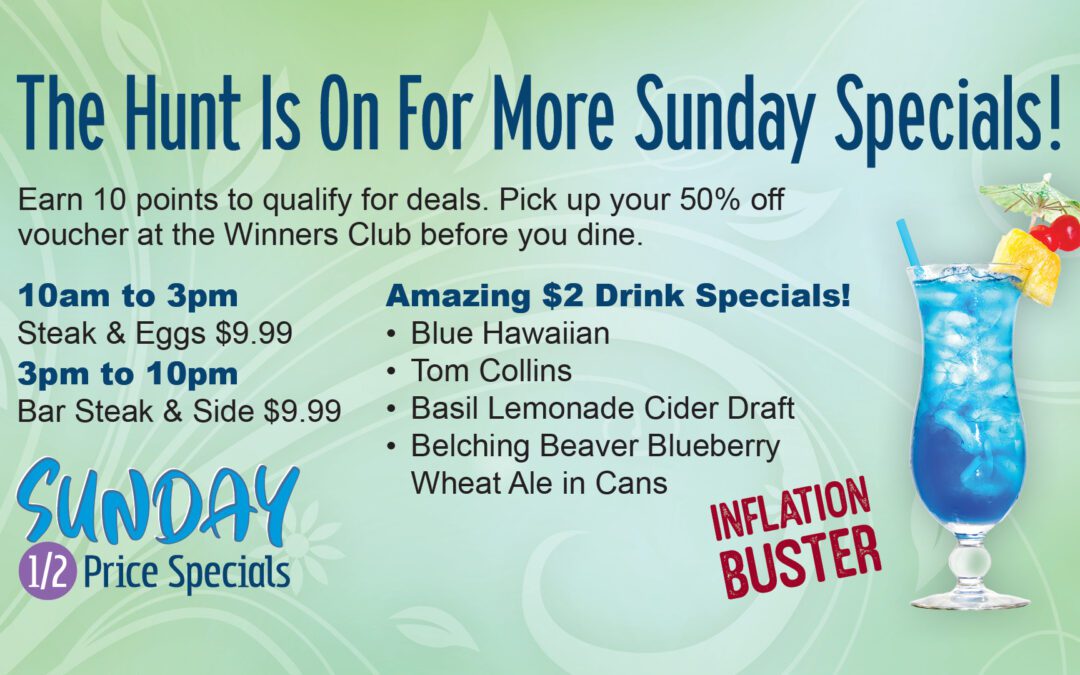 May’s Sunday Half Price Specials In Chefs!