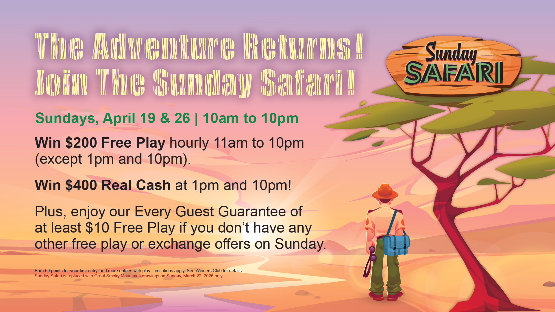 Sunday Safari April 19 & 26, 2026