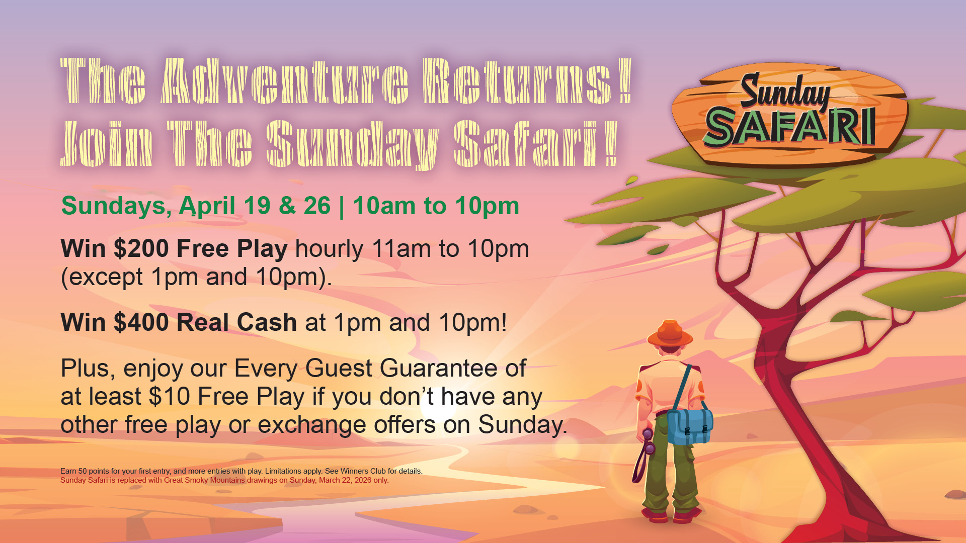 Sunday Safari April 19 & 26, 2026