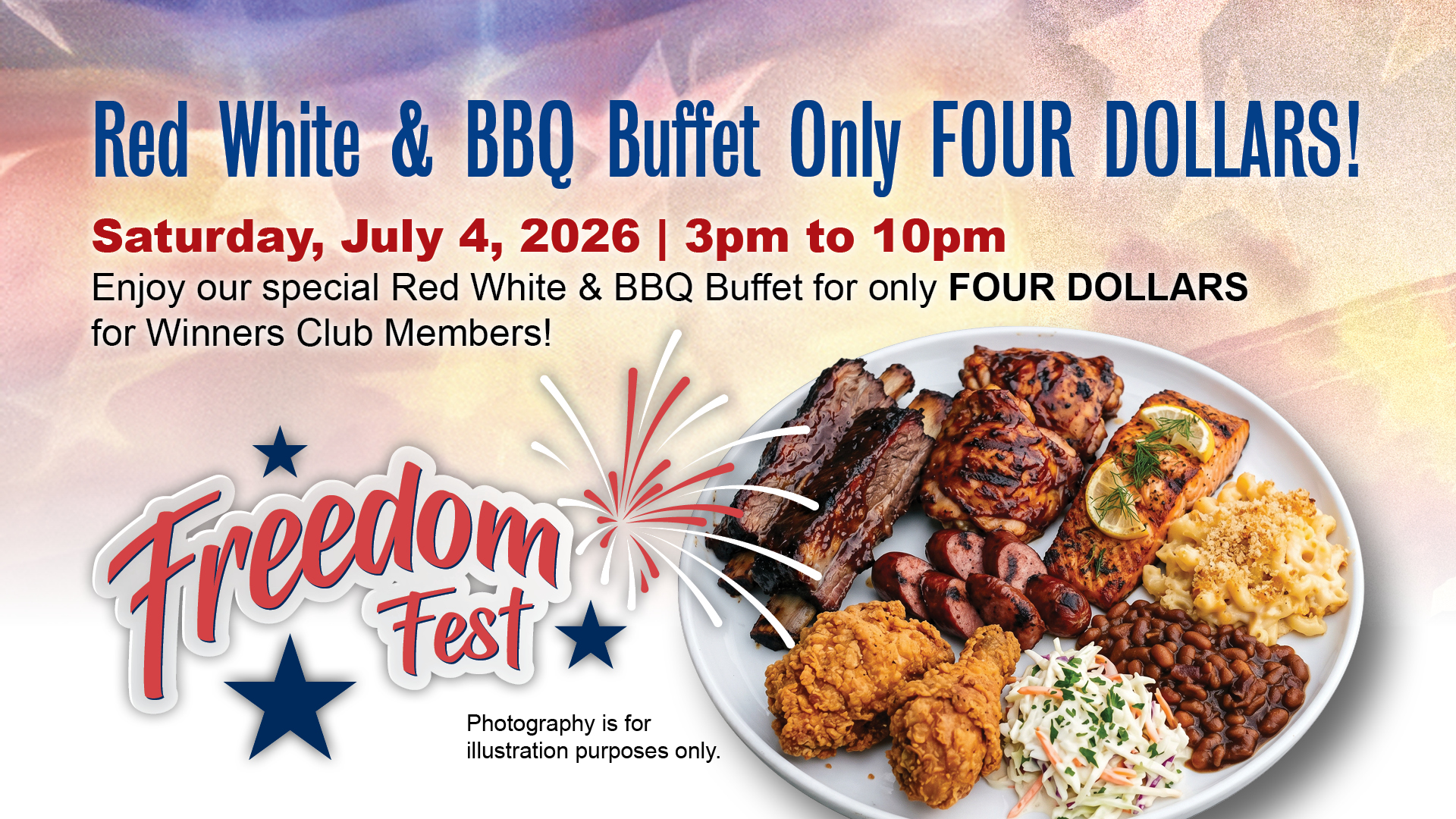 Red, White & BBQ Buffet On July 4th!